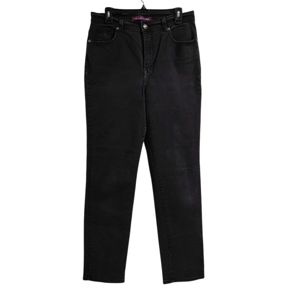 Gloria Vanderbilt Amanda Classic High Rise Tapered Jeans Black Womens 12 Long